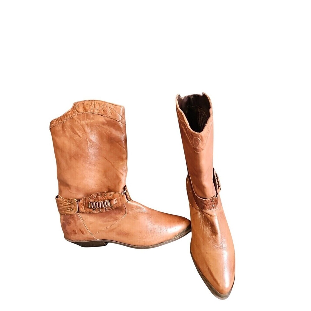 Clicks Boots Women's Size 6.5 Brown Leather Slouch Rocker‎ Western